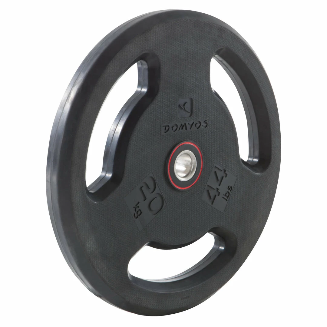 Exercise & Fitness Apparel Domyos, Rubber Weight Training Disc With Handles, 28mm 44lb