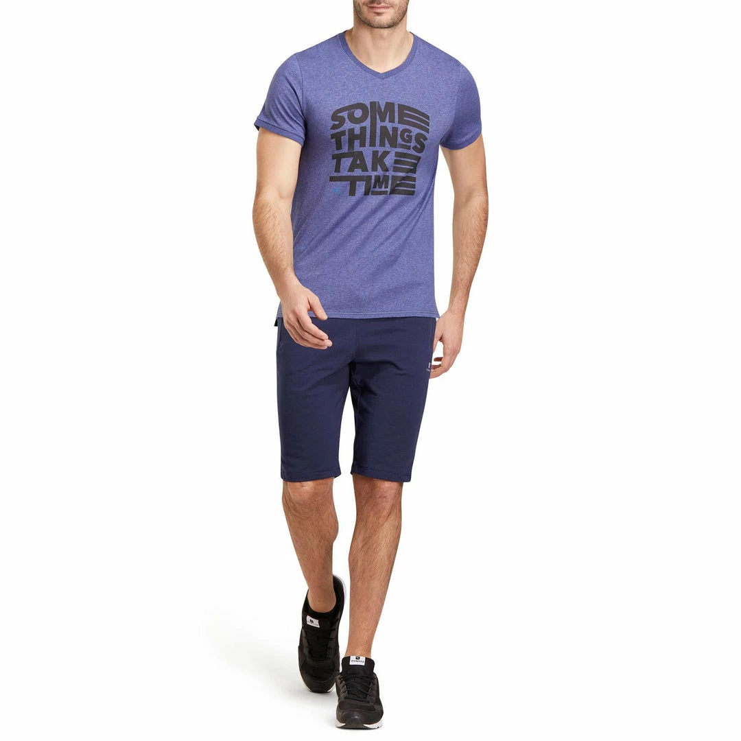 Domyos Slim-Fit Cotton Athletic Shorts, Men's Exercise & Fitness Apparel