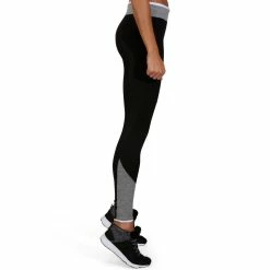 Domyos Women's Cardio Fitness Contrasting Wide Waistband Leggings Energy