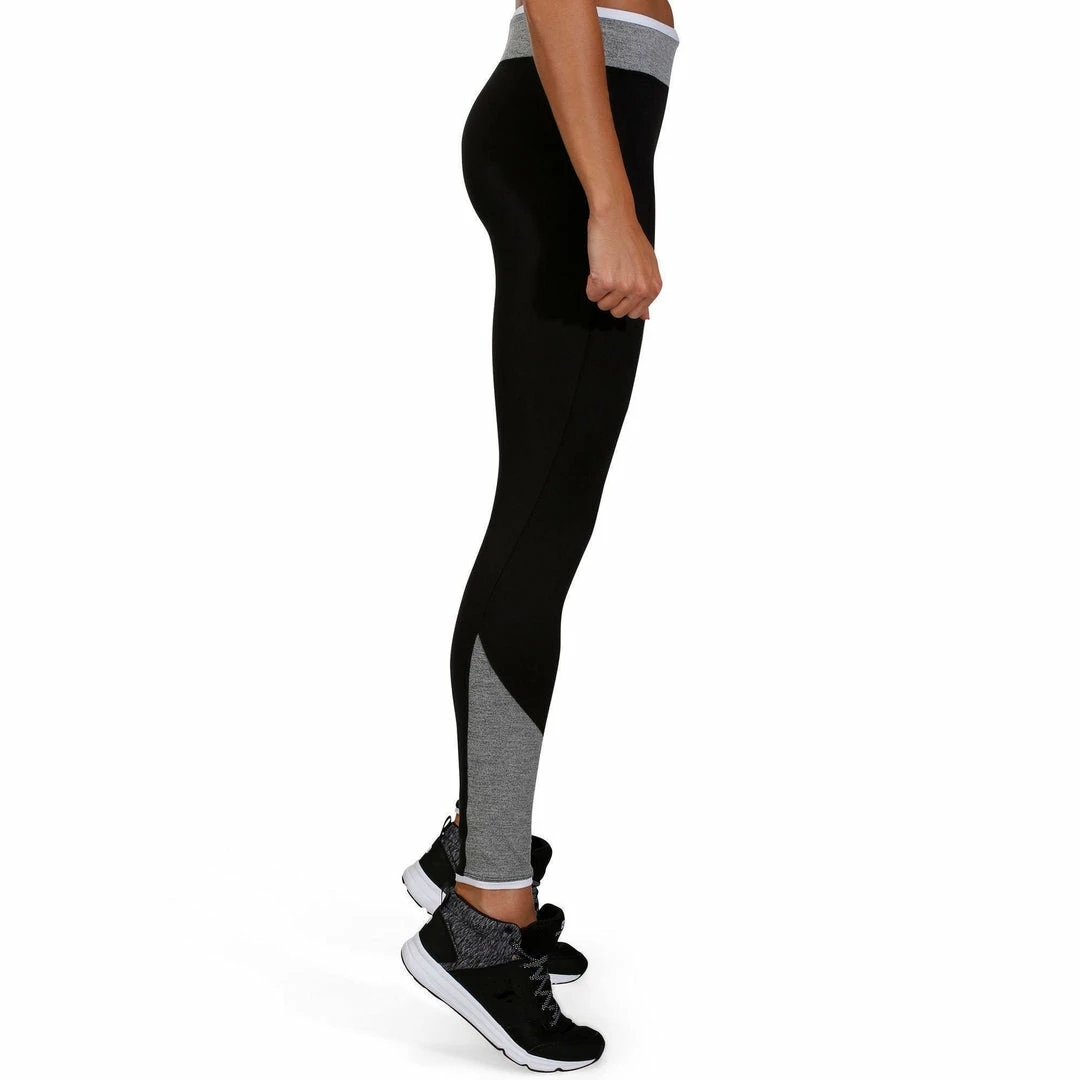 Domyos Women's Cardio Fitness Contrasting Wide Waistband Leggings Energy