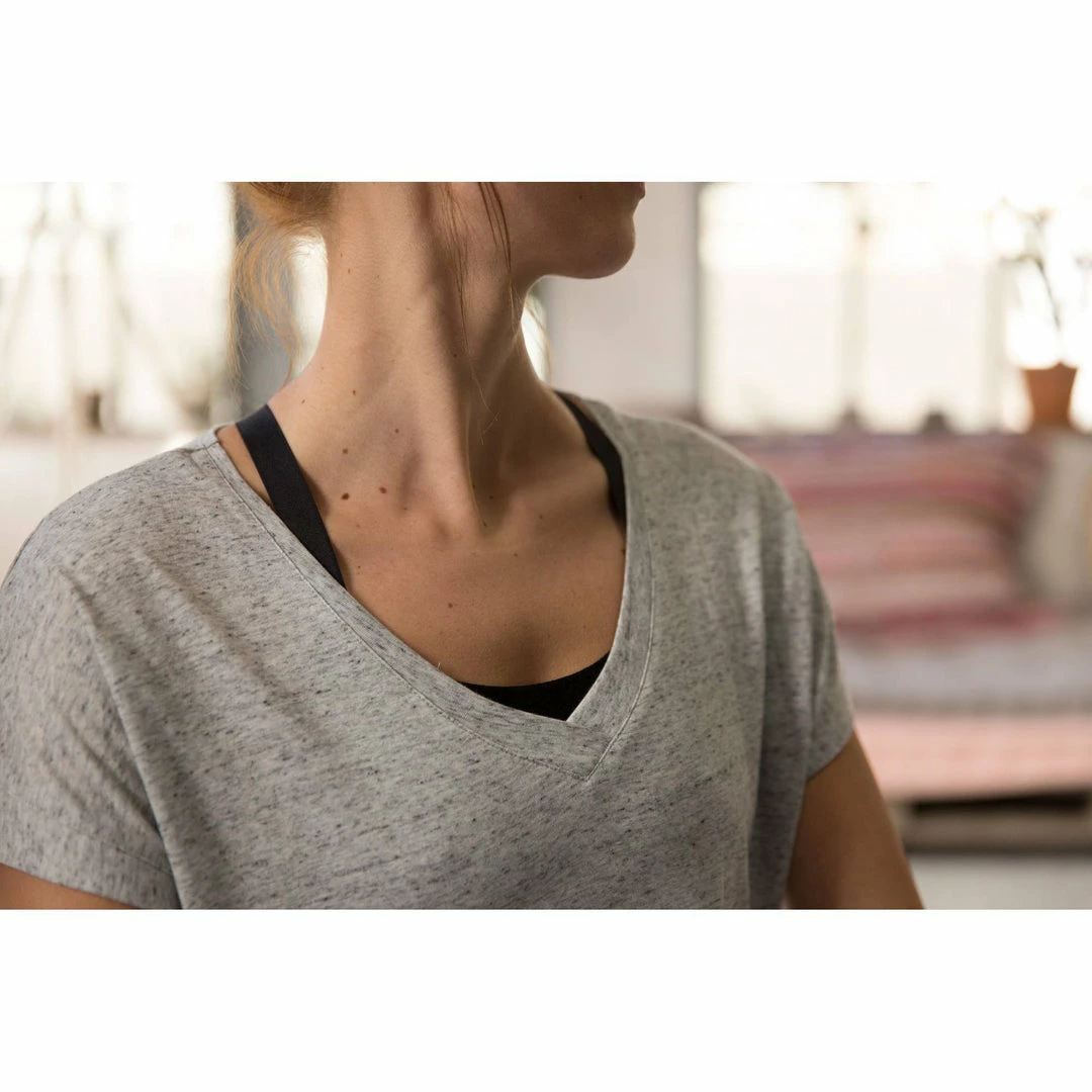 Domyos Short-Sleeve Athletic V-Neck T-Shirt, Women's