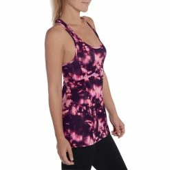 Domyos Exercise & Fitness Apparel Energy Women's Long Cardio Fitness Tank Top - Orange And Black Print