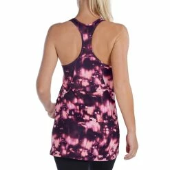 Domyos Exercise & Fitness Apparel Energy Women's Long Cardio Fitness Tank Top - Orange And Black Print