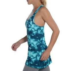 Domyos Exercise & Fitness Apparel Energy Women's Long Cardio Fitness Tank Top - Orange And Black Print