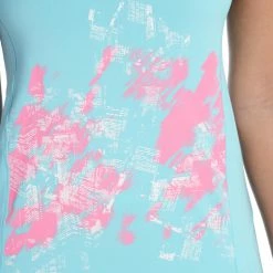 Domyos Exercise & Fitness Apparel Energy Women's Long Cardio Fitness Tank Top - Orange And Black Print