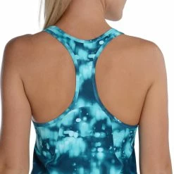 Domyos Exercise & Fitness Apparel Energy Women's Long Cardio Fitness Tank Top - Orange And Black Print