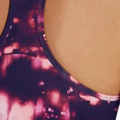 Domyos Exercise & Fitness Apparel Energy Women's Long Cardio Fitness Tank Top - Orange And Black Print