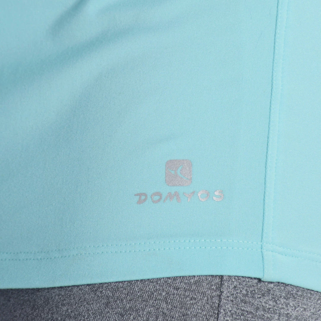 Domyos Exercise & Fitness Apparel Energy Women's Long Cardio Fitness Tank Top - Orange And Black Print