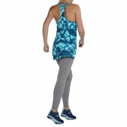 Domyos Exercise & Fitness Apparel Energy Women's Long Cardio Fitness Tank Top - Orange And Black Print