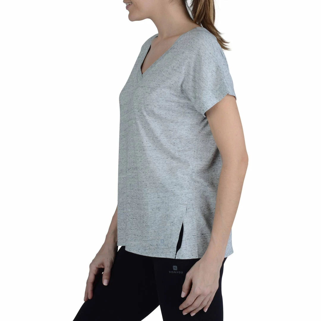 Domyos Short-Sleeve Athletic V-Neck T-Shirt, Women's