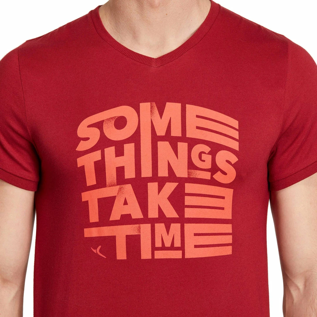 Domyos Men's Gym & Pilates Slim-Fit Cotton T-Shirt